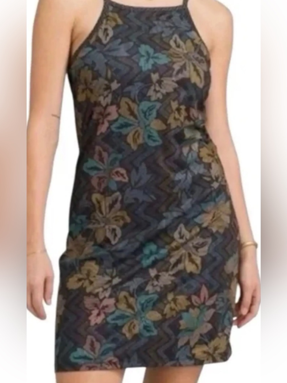 Prana Dark Floral Outdoor Midi Dress Sz M